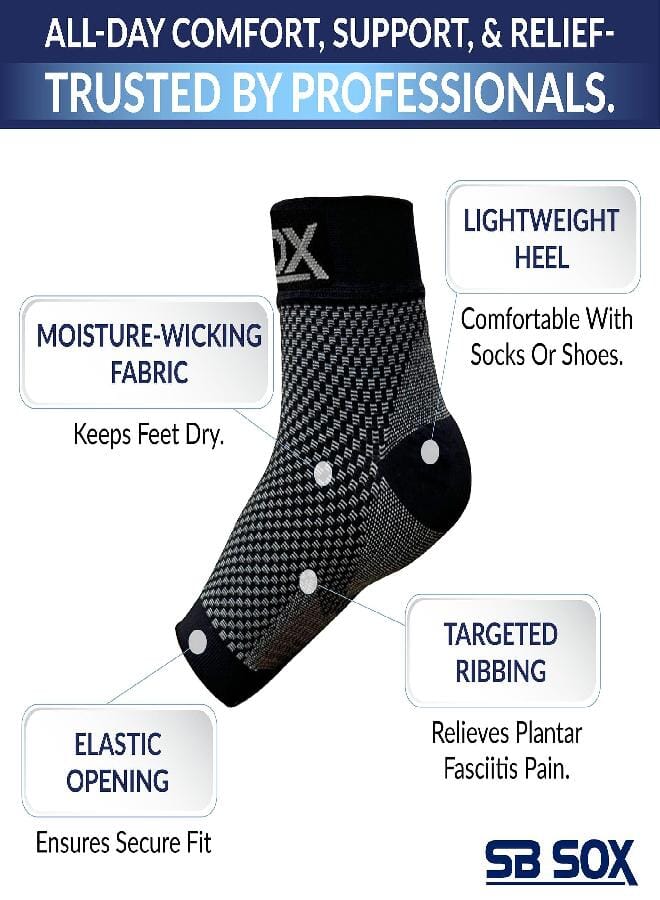 SB SOX Plantar Fasciitis Relief Socks-Night Splint & Foot Brace for Achilles Tendonitis, Heel Pain, and Arch Support-Foot Compression Sleeve for Recovery, Foot Swelling, and Fatigue (Black, Medium) - Image 5